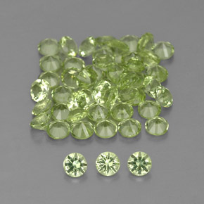 Gemas de peridoto verde natural de  ct, corte redondo, VVS-VS