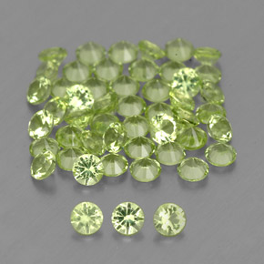 Gemas de peridoto verde natural de  ct, corte redondo, VVS-VS