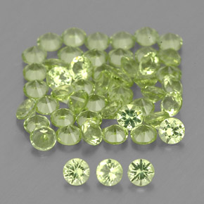 Gemas de peridoto verde natural de  ct, corte redondo, VVS-VS