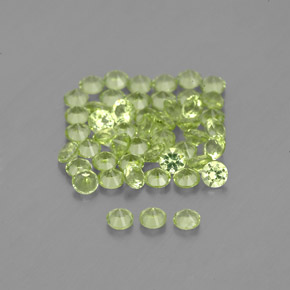 Gemas de peridoto verde natural de  ct, corte redondo, VVS-VS