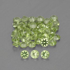 Gemas de peridoto verde natural de  ct, corte redondo, VVS-VS