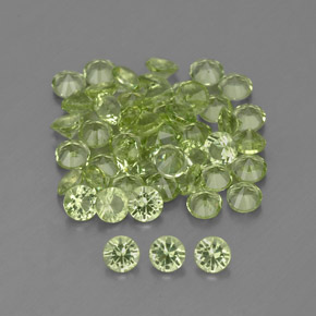 Gemas de peridoto verde natural de  ct, corte redondo, VVS-VS