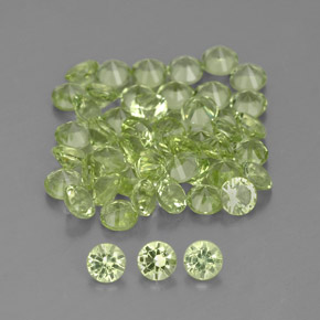 Gemas de peridoto verde natural de 1,47 ct, corte redondo, VVS-VS