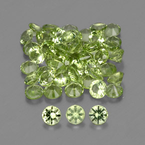 Gemas de peridoto verde natural de  ct, corte redondo, VVS-VS