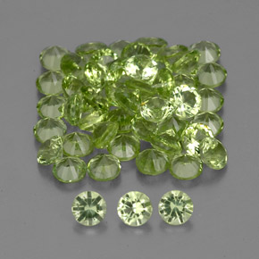 Gemas de peridoto verde natural de  ct, corte redondo, VVS-VS