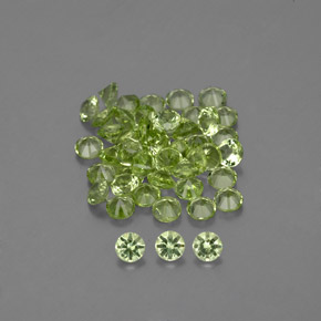Gemas de peridoto verde natural de  ct, corte redondo, VVS-VS