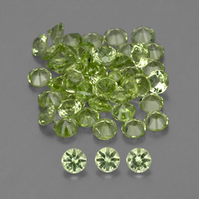 Gemas de peridoto verde natural de  ct, corte redondo, VVS-VS
