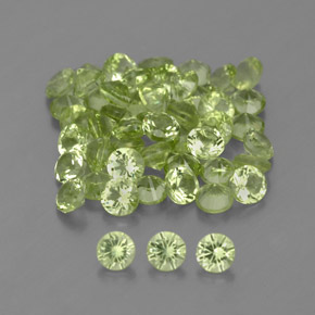 Gemas de peridoto verde natural de  ct, corte redondo, VVS-VS