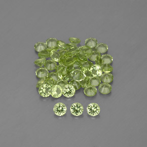 Gemas de peridoto verde natural de  ct, corte redondo, VVS-VS