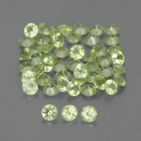 Gemas de peridoto verde natural de  ct, corte redondo, VVS-VS