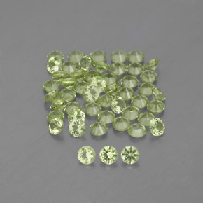 Gemas de peridoto verde natural de  ct, corte redondo, VVS-VS