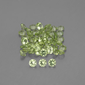 Gemas de peridoto verde natural de  ct, corte redondo, VVS-VS