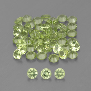 Gemas de peridoto verde natural de  ct, corte redondo, VVS-VS