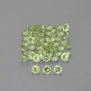 Gemas de peridoto verde natural de 1,47 ct, corte redondo, VVS-VS
