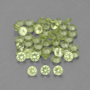 Gemas de peridoto verde natural de  ct, corte redondo, VVS-VS