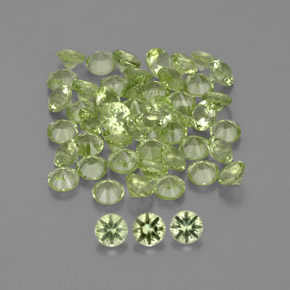 Gemas de peridoto verde natural de 1,47 ct, corte redondo, VVS-VS