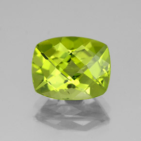 Peridoto verde natural de 3,26 ct, corte cojín, VS-SI