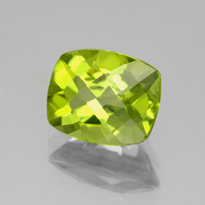 Peridoto verde natural de 3,26 ct, corte cojín, VS-SI