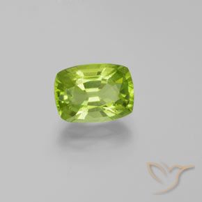 Peridoto Verde medio natural de 2.49 ct, Forma Cojín, VS