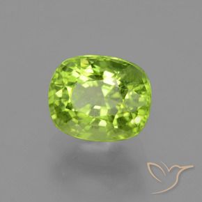 Peridoto Verde amarillento natural de 2.18 ct, Forma Cojín, VS