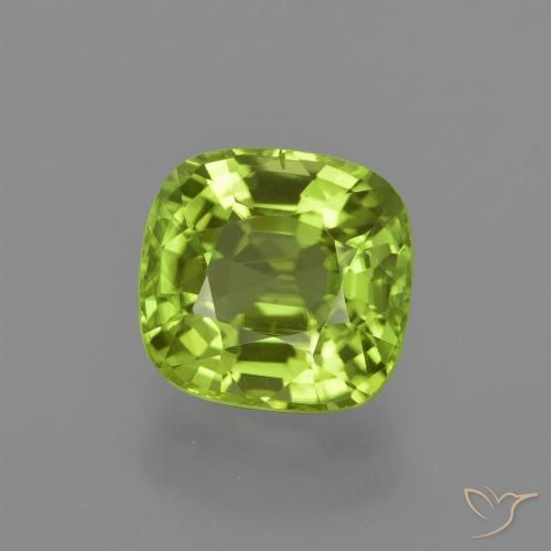 2.21ct Natural Verde medio Peridoto, Forma Cojín, VS