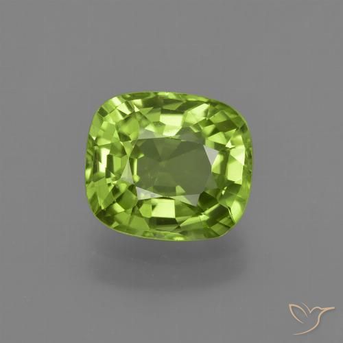 2.34ct Natural Verde amarillento Peridoto, Forma Cojín, VS