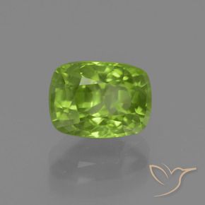 Peridoto verde natural de 2,38 ct, corte cojín, VS