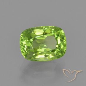 Peridoto Verde vivo natural de 2.06 ct, Forma Cojín, VS