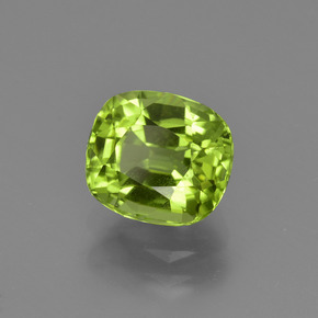 Peridoto verde natural de 2,48 ct, corte cojín, VS