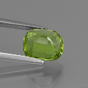 Peridoto verde natural de 2,48 ct, corte cojín, VS