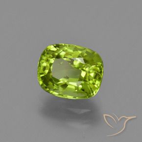 Peridoto Verde medio natural de 2.22 ct, Forma Cojín, VS