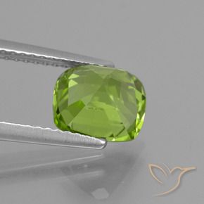 Peridoto Verde medio natural de 2.35 ct, Forma Cojín, VS