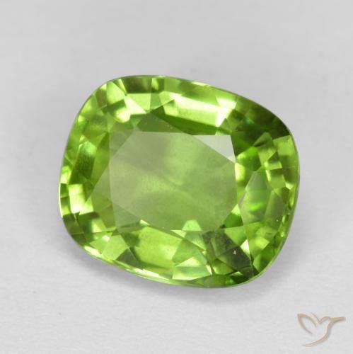 Peridoto Verde amarillento natural de 2.13 ct, Forma Cojín, VS