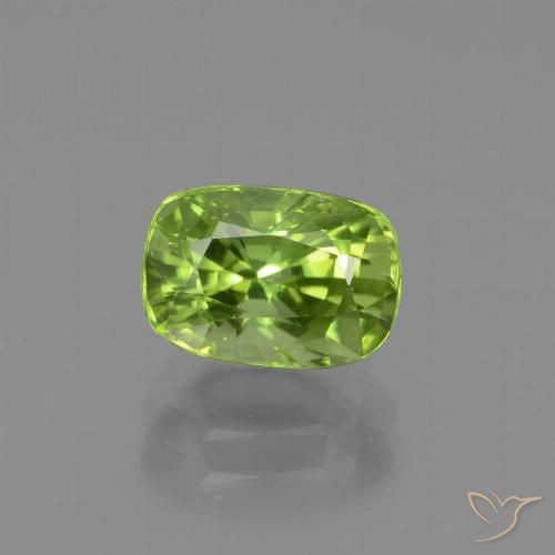 2.00ct Natural Verde amarillento Peridoto, Forma Cojín, VS
