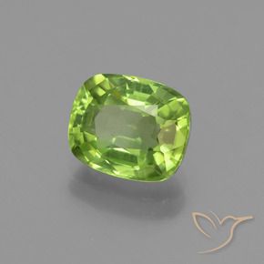 Peridoto Verde medio natural de 2.13 ct, Forma Cojín, VS
