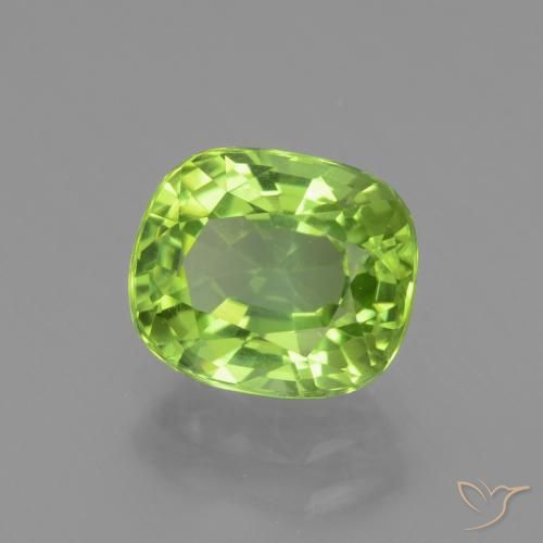 Peridoto Verde vivo natural de 2.26 ct, Forma Cojín, VS