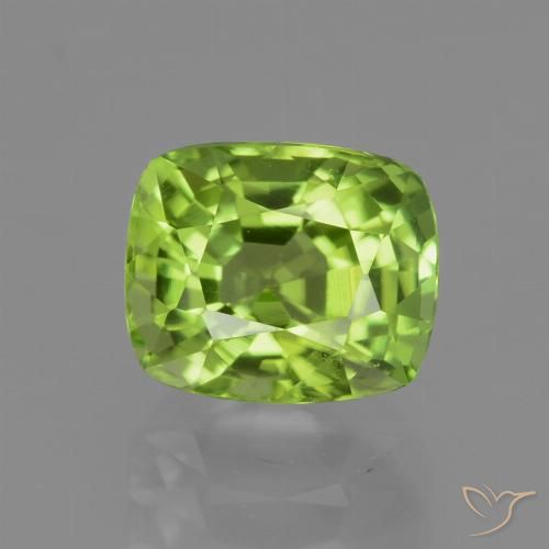 2.10ct Natural Verde amarillento Peridoto, Forma Cojín, VVS-VS