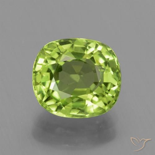 2.30ct Natural Verde amarillento Peridoto, Forma Cojín, VS