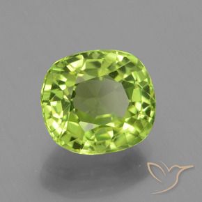 Peridoto Verde amarillento natural de 2.30 ct, Forma Cojín, VS