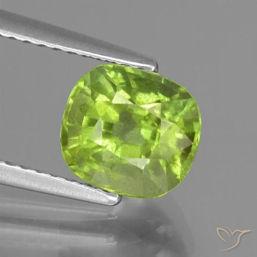 2.04ct Natural Verde amarillento Peridoto, Forma Cojín, VS