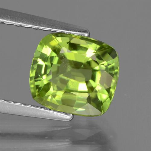 Peridoto verde amarillento natural de 2,07 ct, corte cojín, VS