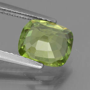 Peridoto verde amarillento natural de 2,07 ct, corte cojín, VS