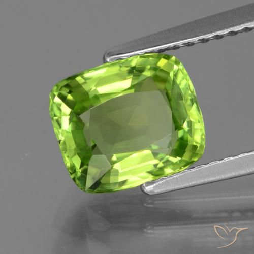Peridoto Verde vivo natural de 2.28 ct, Forma Cojín, VS