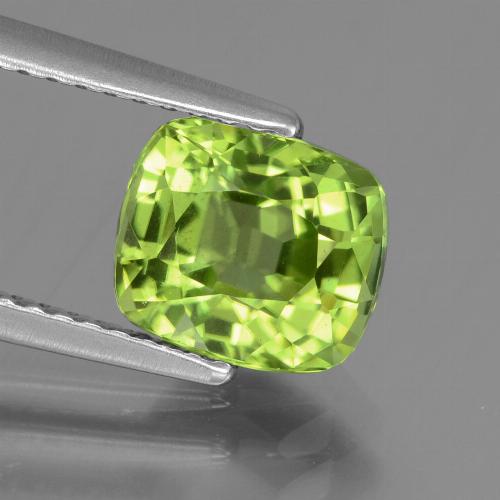 Peridoto verde natural de 2,10 ct, corte cojín, VS
