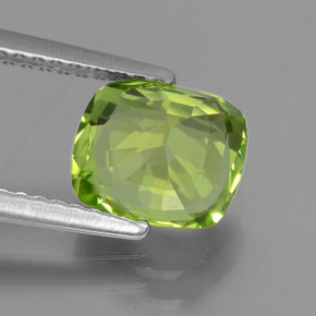 Peridoto verde natural de 2,10 ct, corte cojín, VS