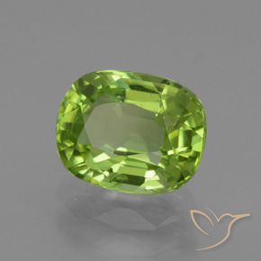 Peridoto Verde vivo natural de 2.06 ct, Forma Cojín, VS