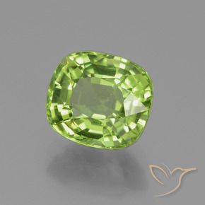 Peridoto Verde medio natural de 2.37 ct, Forma Cojín, VVS-VS