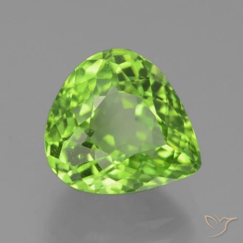 Peridoto verde natural de 4,74 ct, en forma de pera, VS