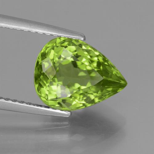 Peridoto verde natural de 4,00 ct, en forma de pera, VS