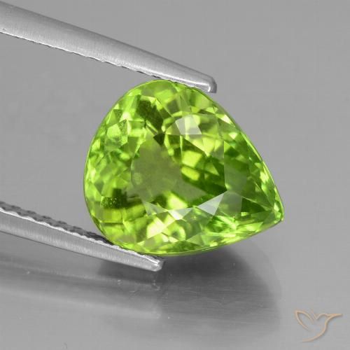 Peridoto verde natural de 4,07 ct, en forma de pera, VS